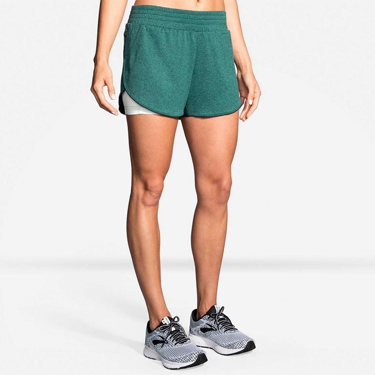 Brooks Rep 3 2-in-1 Women's Running Shorts - Green (72089-VSBI)
